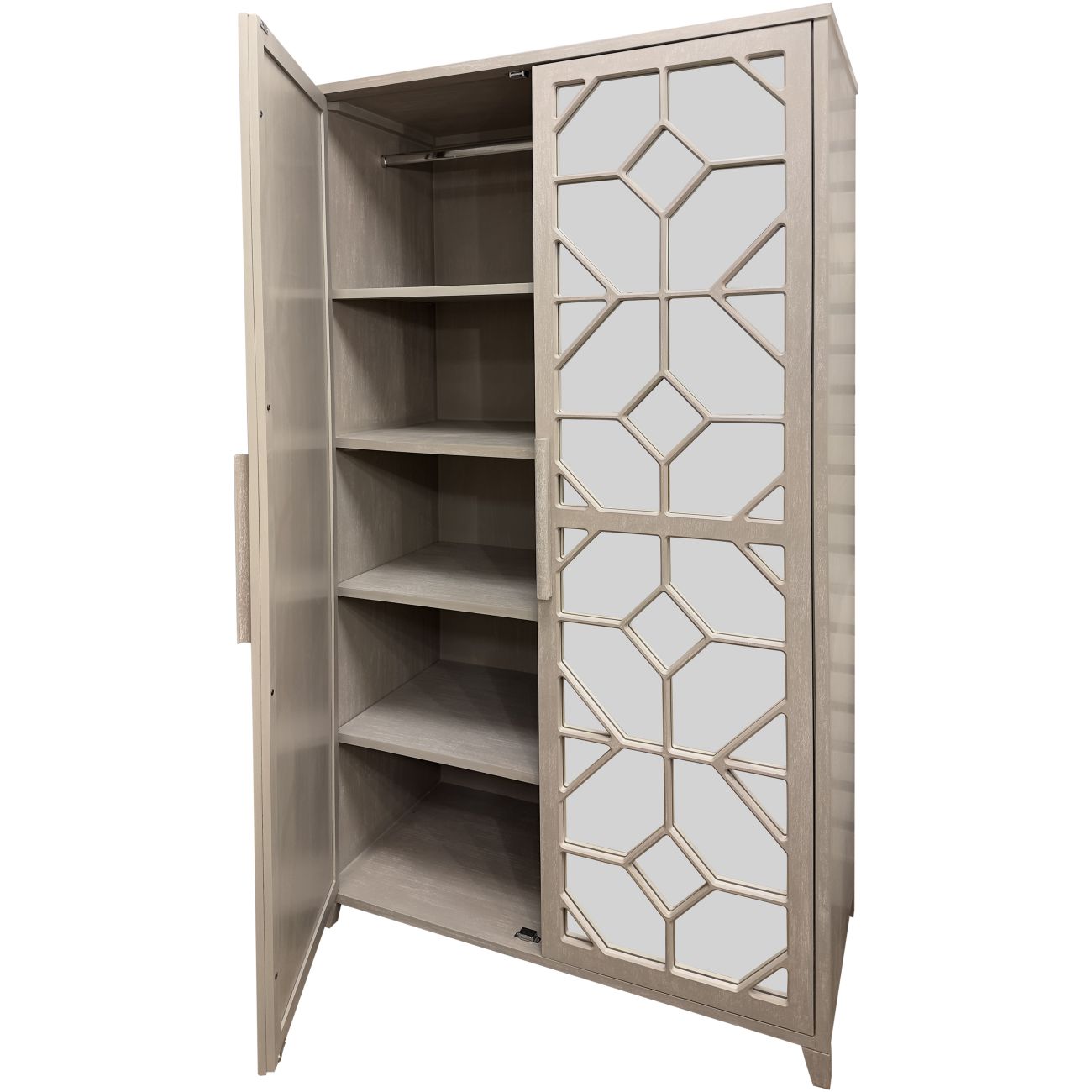 Campbell Grey Mango Wood Mirrored Double Wardrobe